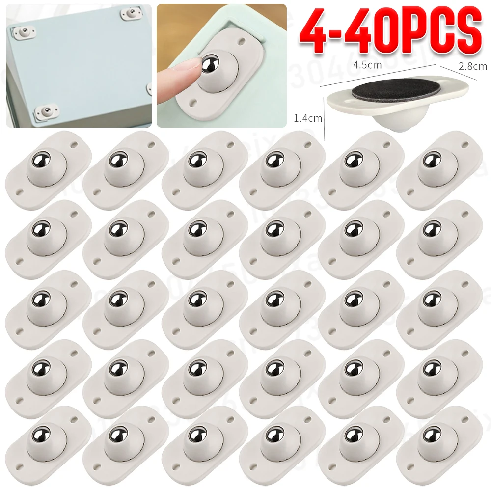 Stainless Steel 360° Roller Self-Adhesive Furniture Casters - Strong Load-Bearing Universal Wheels (4-40 pcs)