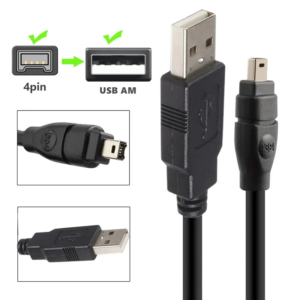 USB 남성-파이어와이어 IEEE 1394 4핀 남성 ILink 어댑터 코드 케이..