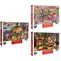 1000pieces Christmas Jigsaw Puzzles Cartoon Santa Claus Colorful Interactive Illustration Jigsaw Puzzles Holiday Favor for home 1