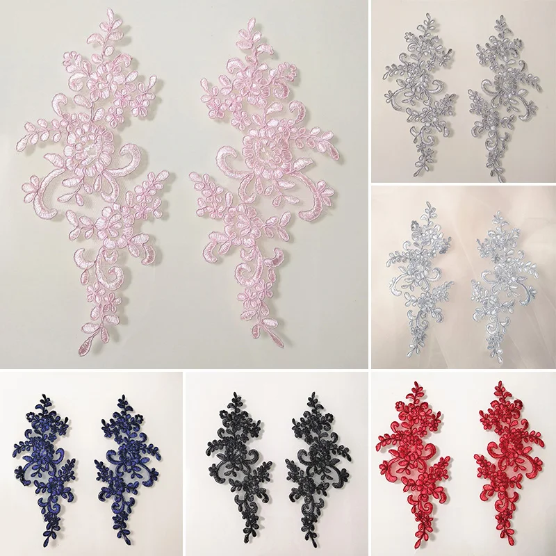 1Pair Embroidery Flower Lace Applique Sew On Patch Fabric Collar Trim Patches Crafts Stickers Neckline DIY Sewing Decoration lace fabric sewing patches lace sewing supplies lace decoration lace accessories lace sewing accessories