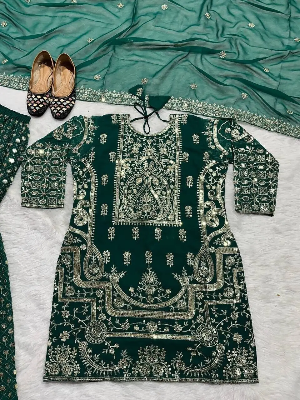 Imitation Georgette Top Dupata Set Indian Wedding Dress