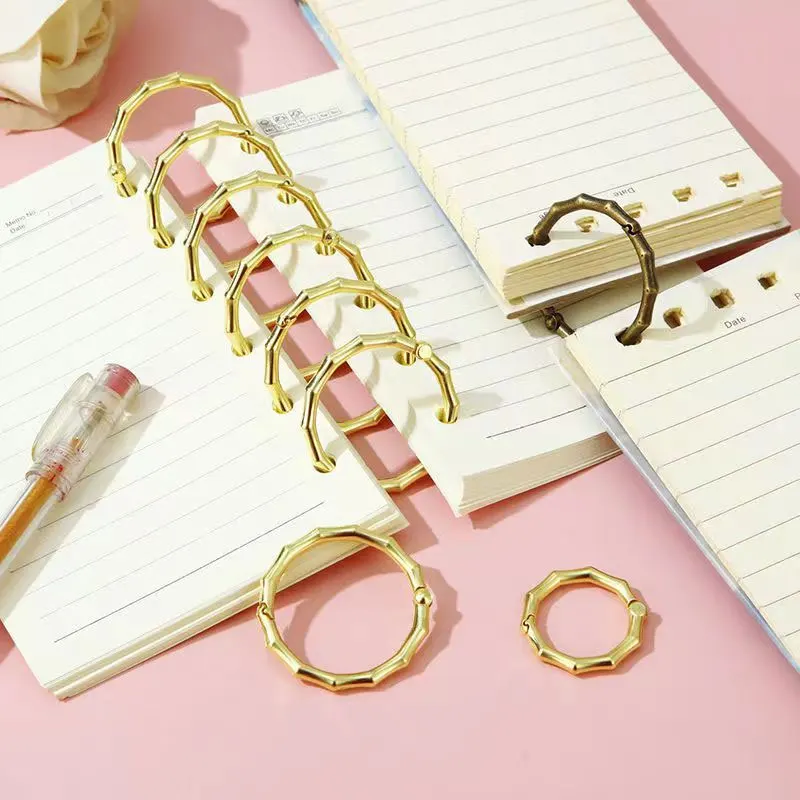 3pcs/Lot Metal Ring Binder Spring Gate O Ring Openable Bamboo Design Snap Clasp Clip Trigger Hook Loose-Leaf Binding Supplies
