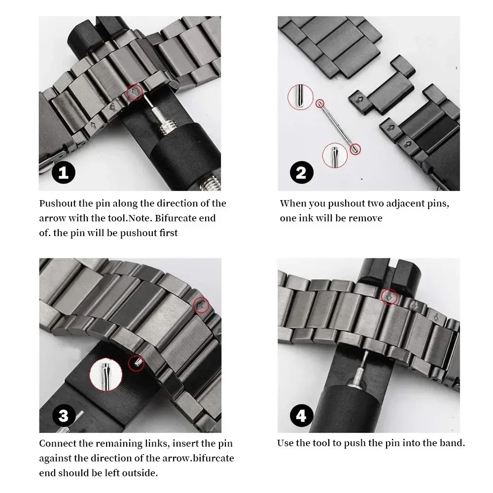 Elegant Stainless Steel Three-Column Metal Replacement Strap