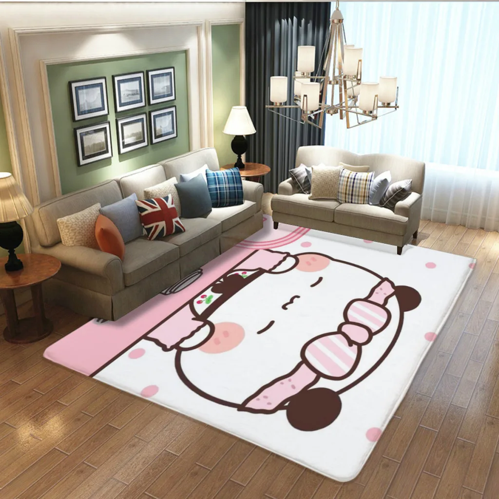 

Panda Bear Hug Bubu Dudu Living Room Rug Carpet Flannel Slip Mat Aesthetic Room Decoration