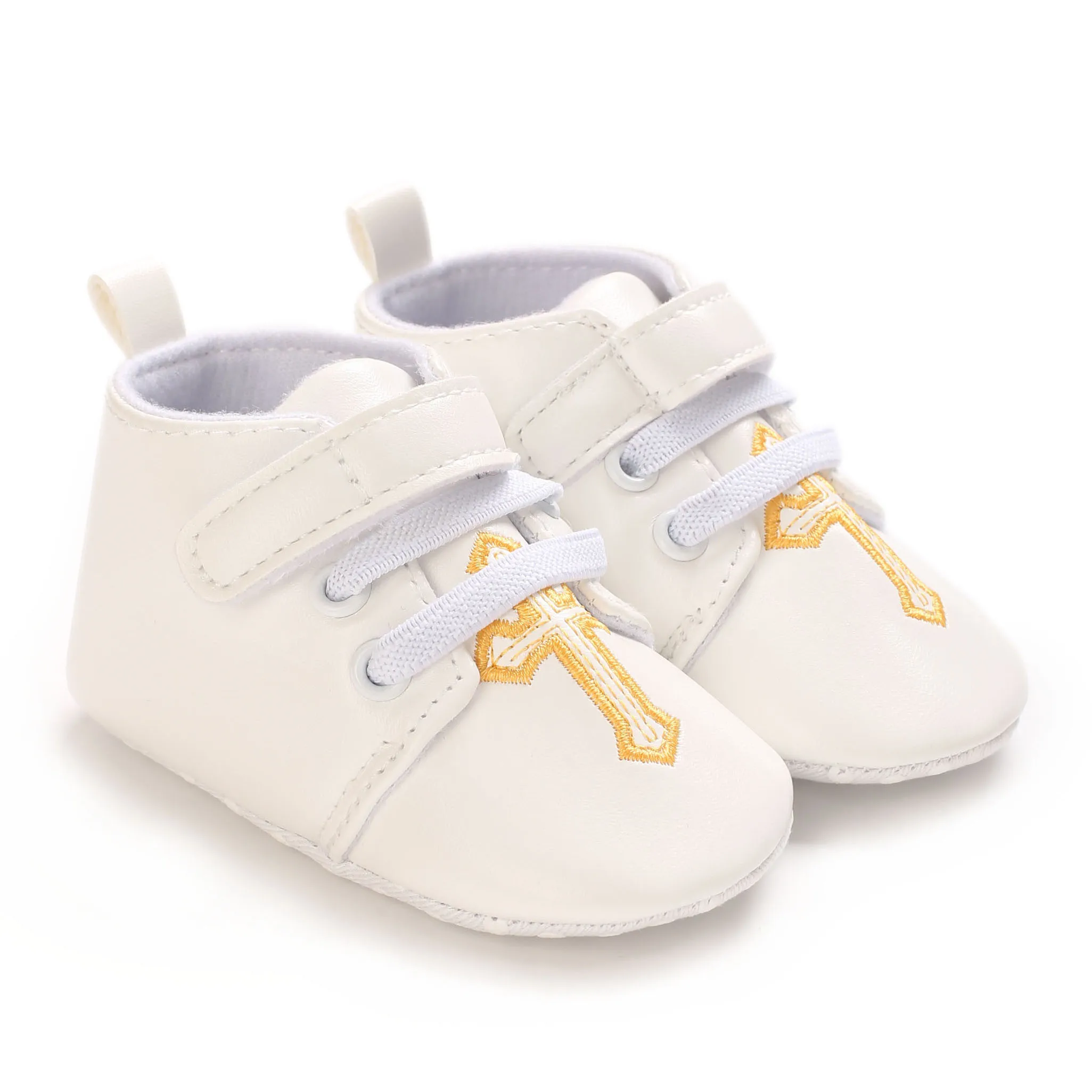 【Best SKU活动价 Guaranteed】 Soft Sole Non-Slip Walking Shoes 0-18 Months Baby's First Baptist Shoe: Newborn Boys and Girls' White Baptist Shoes.