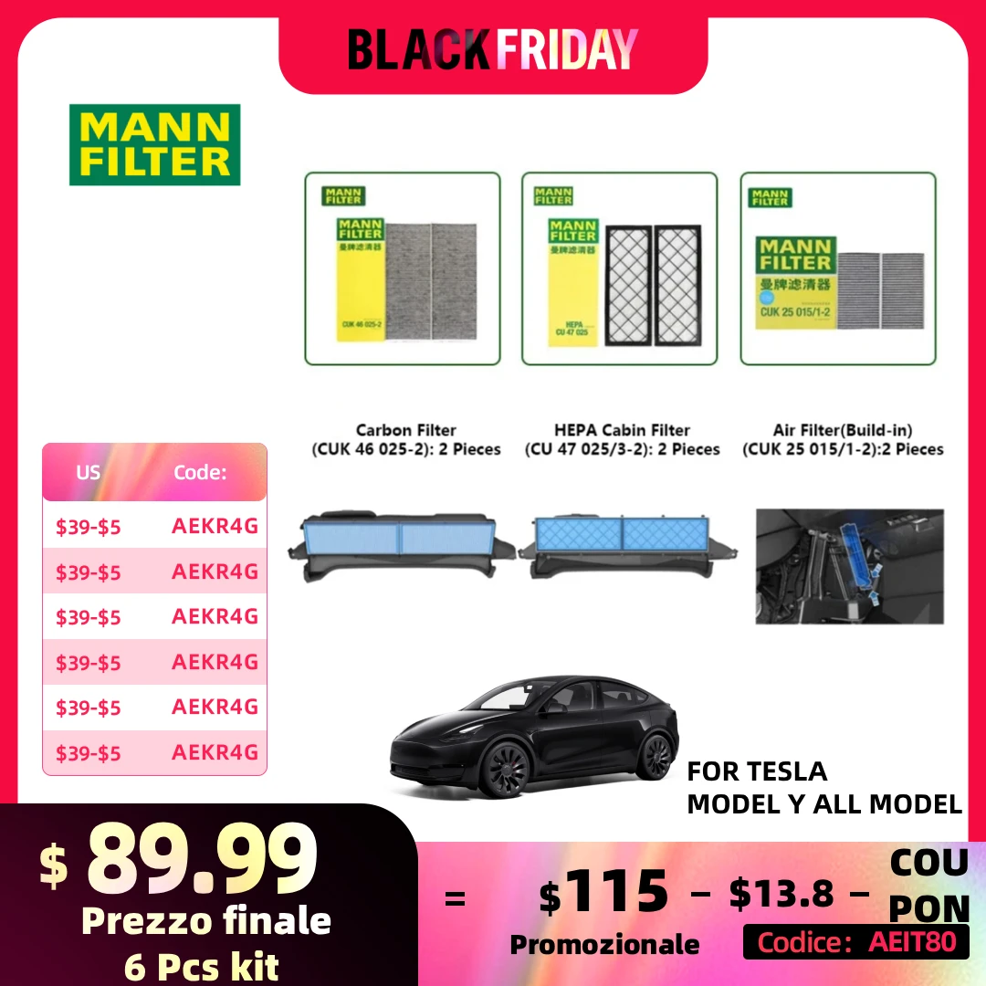 Air Filter HEPA Carbon For Tesla Model Y Model 3