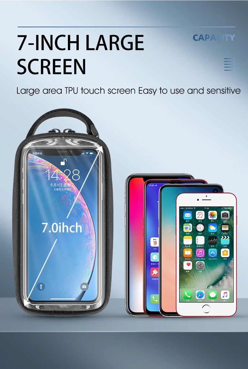 WEST RADFAHREN Fahrrad Oberrohr Tasche TPU Touchscreen Für 7,0 Zoll Telefon Radfahren Tasche Wasserdichte Reflektierende MTB Rennrad Rahmen Tasche – Detail 10