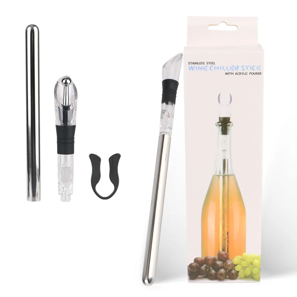 Stainless Steel Frozen Stick 4 in 1 Beer Chiller Stick Ice Wine Cooler With Pourer Stopper Cutter drink cooler beer bottle cooler beer cooler