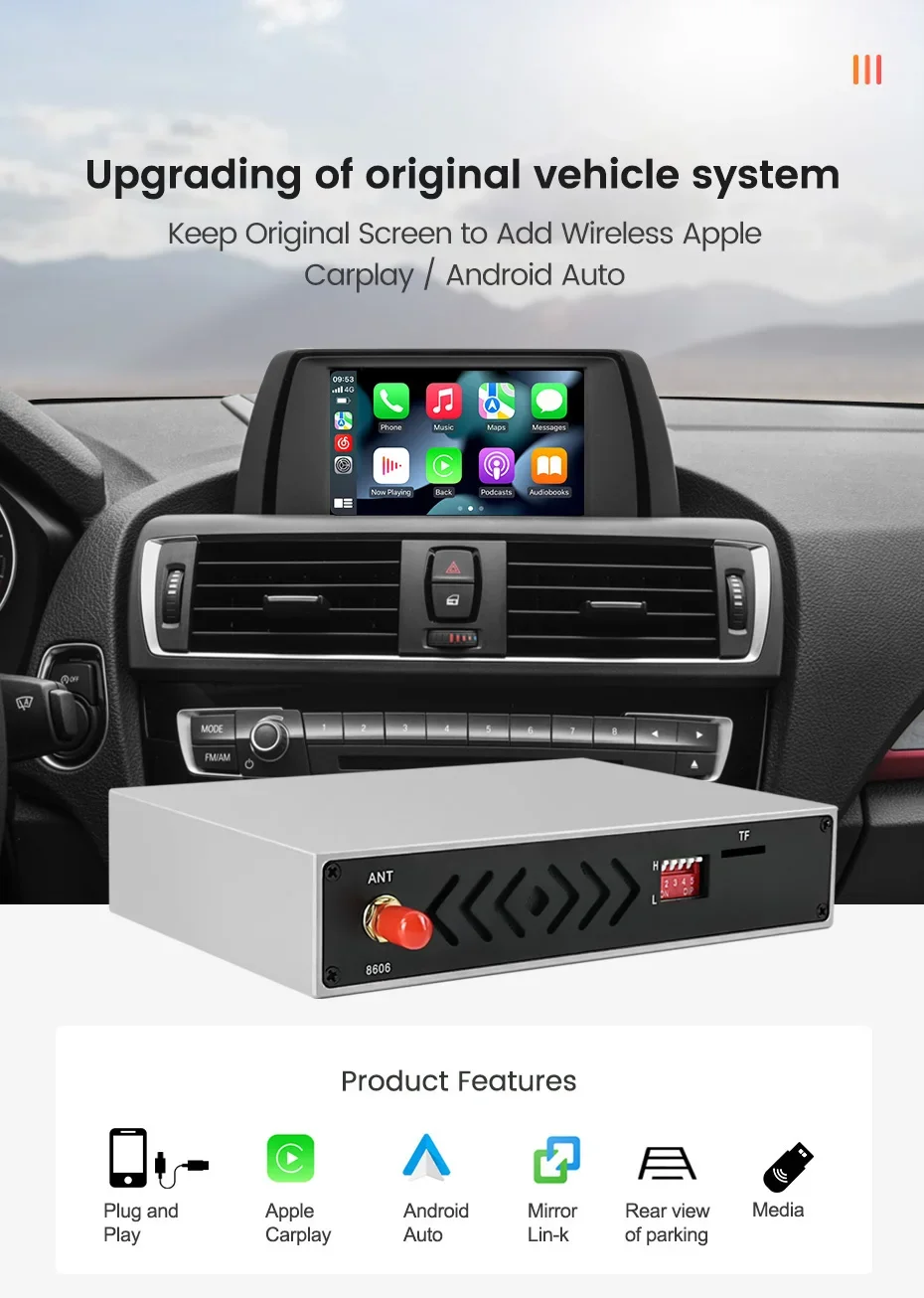 MEKEDE Linux 10 Wireless CarPlay Android Auto Box For BMW