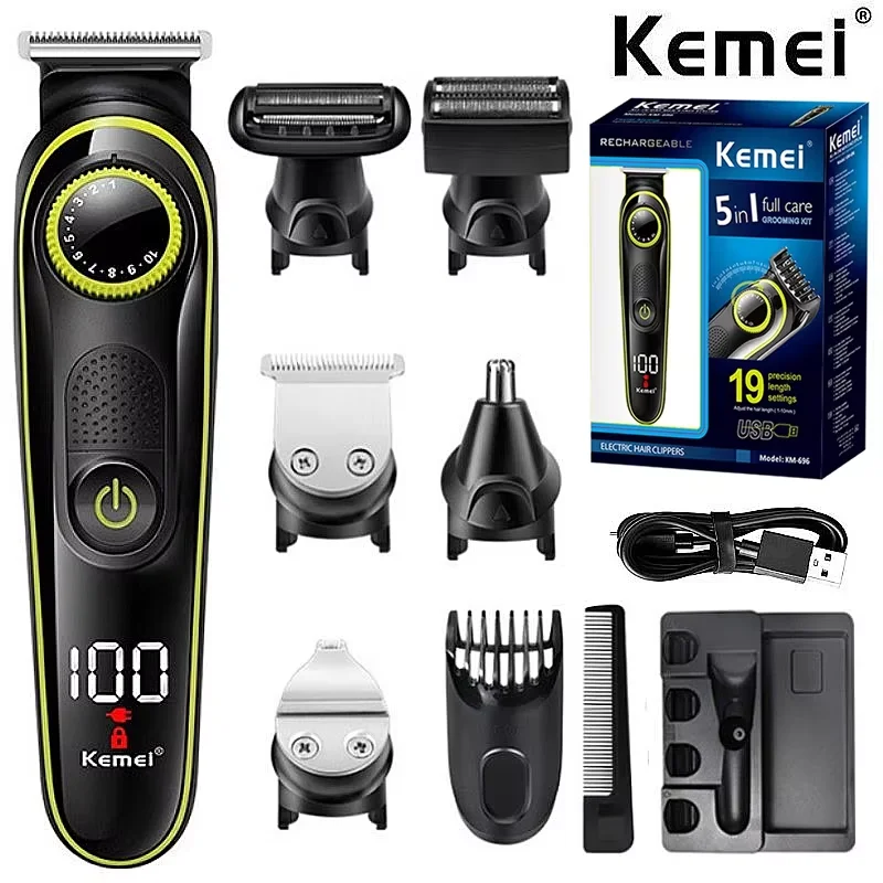 Cortadora de Pelo Eléctrica Kemei Multifuncional, Recortadora para Hombre, Afeitadora Eléctrica, Recortadora de Nariz KM-696