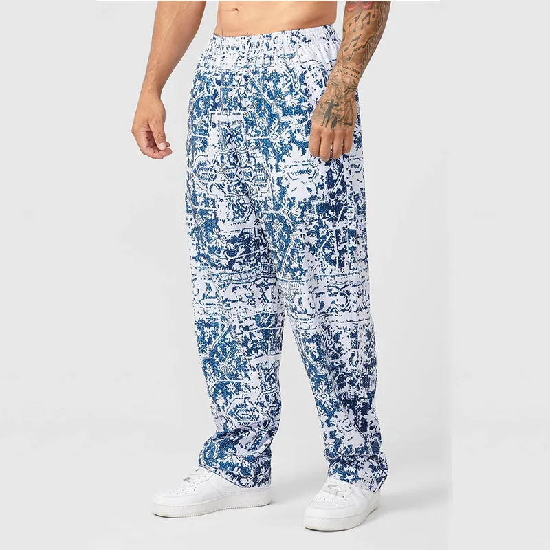 American Retro Thin Pants Men's Summer Breathable Quick Drying Loose Sports Pants Fitness Casual Digital Printed Pants 3
