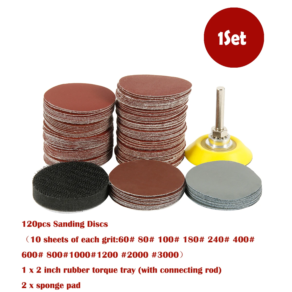 Confezione Da 100 Dischi Abrasivi Da 5,1 Cm Per Levigatrice Per Legno Grana 80 Con Gancio E Anello Per Trapano Utensili Rotanti Per La Lavorazione Del Legno Senza Foro Rosso 74631494