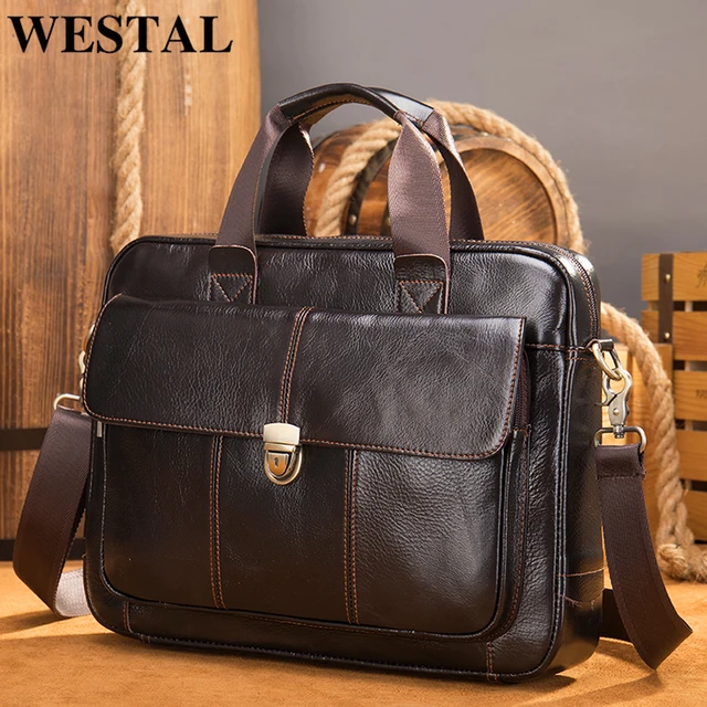 Mens Genuine Leather Laptop Bag  Leather Briefcase Bags Men - Genuine Leather  Men - Aliexpress