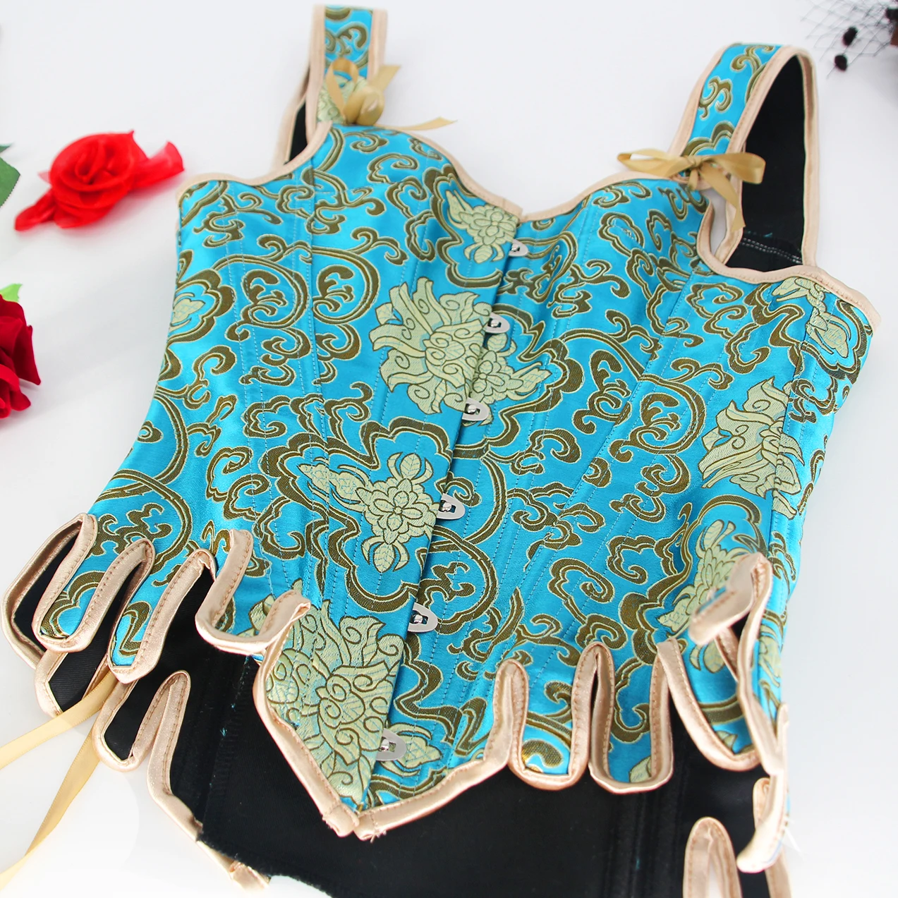 thumbnail image 2 of OPHPY Womens Gothic Corset Tops Strapless Lace Trim 2 of 14