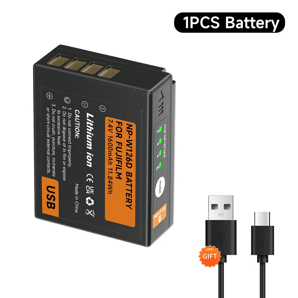 NP-W126 Chargeur de Batterie USB Double pour Fujifilm X100V X-PRO3 X