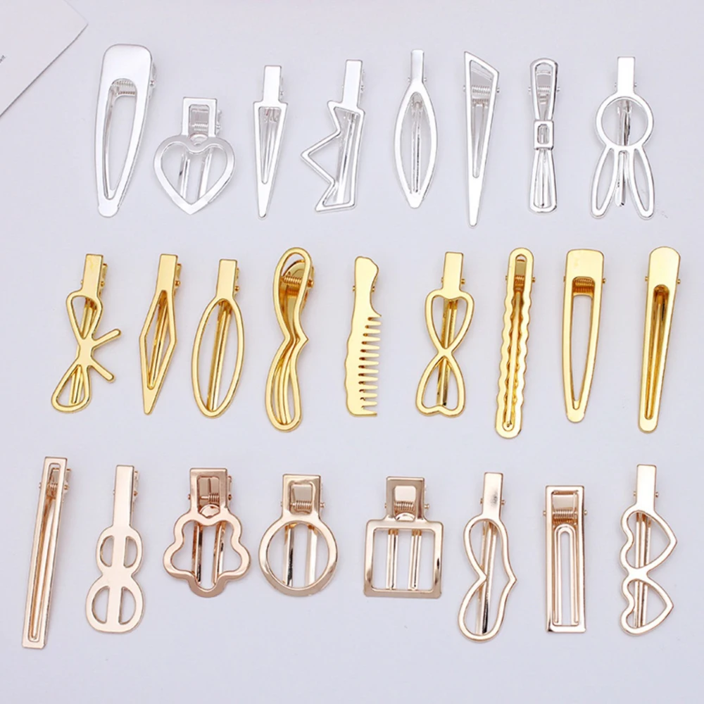 REGELIN 10pcs KC/골드/실버 구리 헤어 쥬얼리 설정 빈 기본 DIY 헤어 클립 헤어핀 자용 레트로 헤어 액세서리..