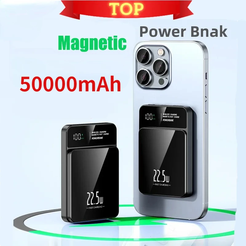 2024 Nuovo Chargeur Sans Fil Magnetique Qi, 50000Mah, Power Bank 22.5W, Mini Powerbank Pour Iphone, Samsung, Huawei, Carica Rapida