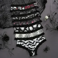 Sous-vêtements pour femmes, culotte Sexy à bord en dentelle, Lingerie de Style gothique, crâne de Rose, pantalon Triangle personnalisé, confortable et respirant 2