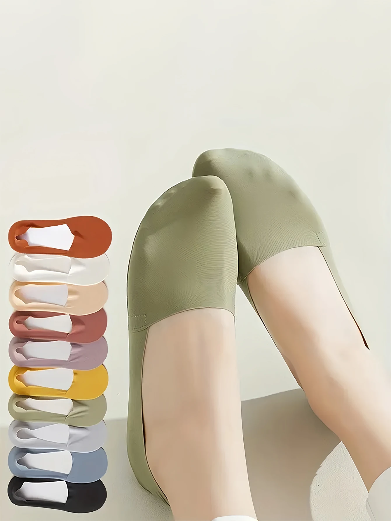 6Pairs Women's Socks, Breathable, Invisible, Silicone, Non-Slip, Solid Color, Comfortable, High-Quality, Flawless, Ultra-Thin - 6