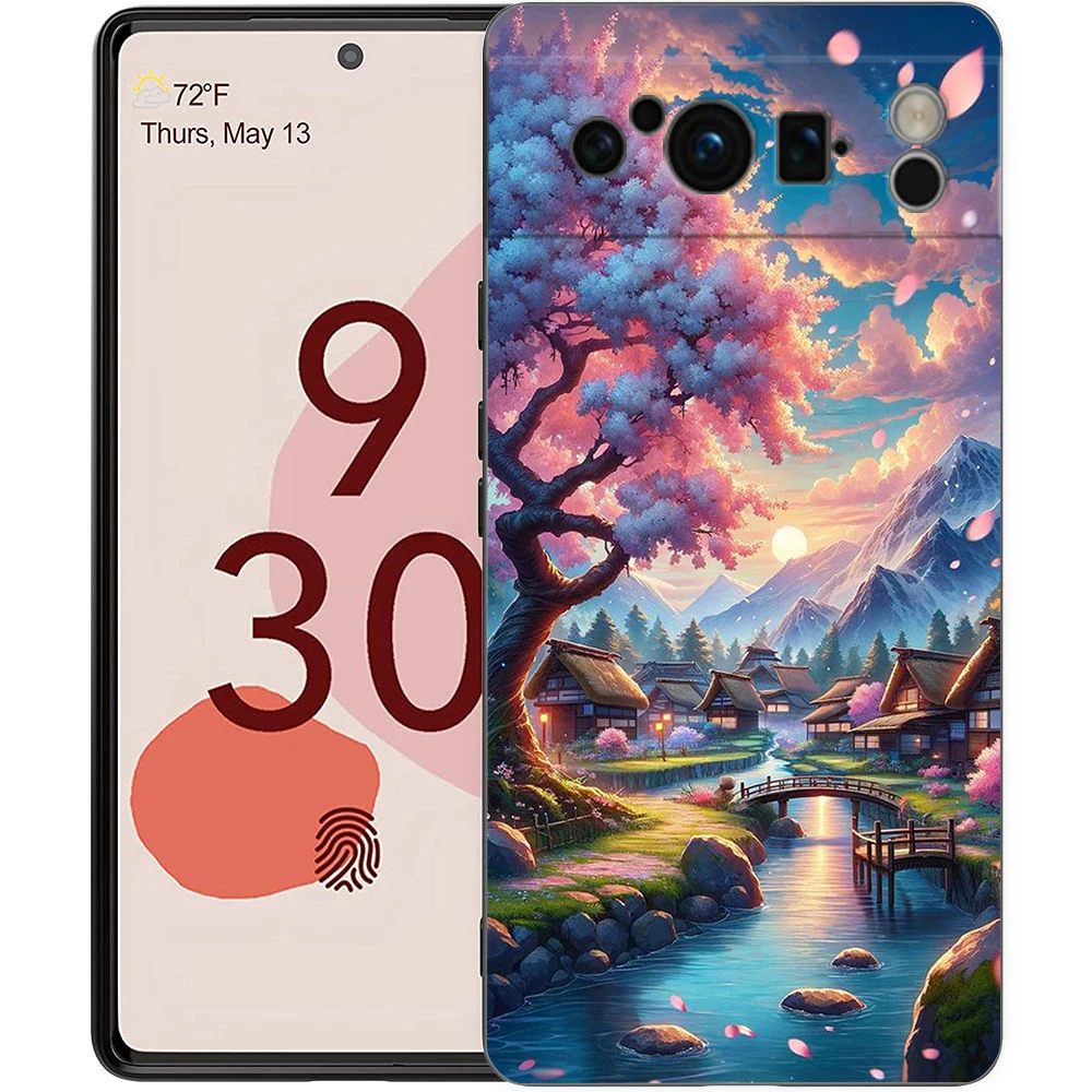 Pink Spring Cherry Blossoms Shockproof Silicone Phone Case Cover