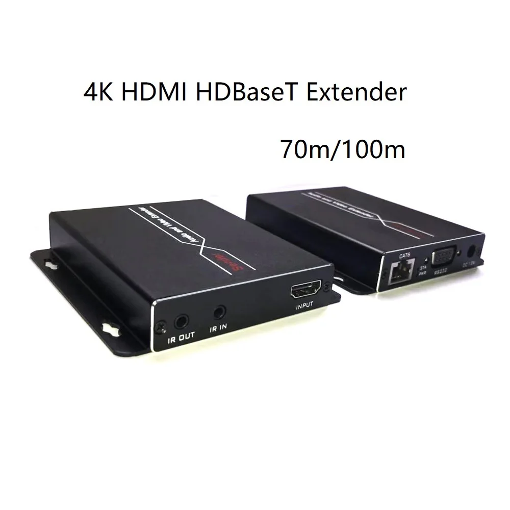 

4K HDMI HDBaseT Extender 70M 100M Distance HDMI1.4 Transmitter Receiver by Single Cat6 POE HDCP1.4 RS232 CEC ESD HDMI Extender