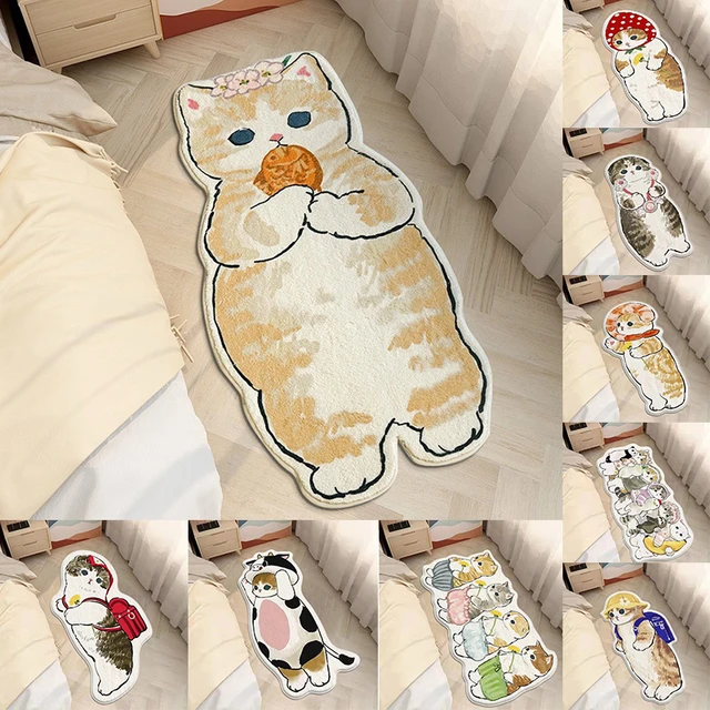 Cute Furry Rug Cartoon Cat Kid Carpet For Bedroom Non-slip Bedside