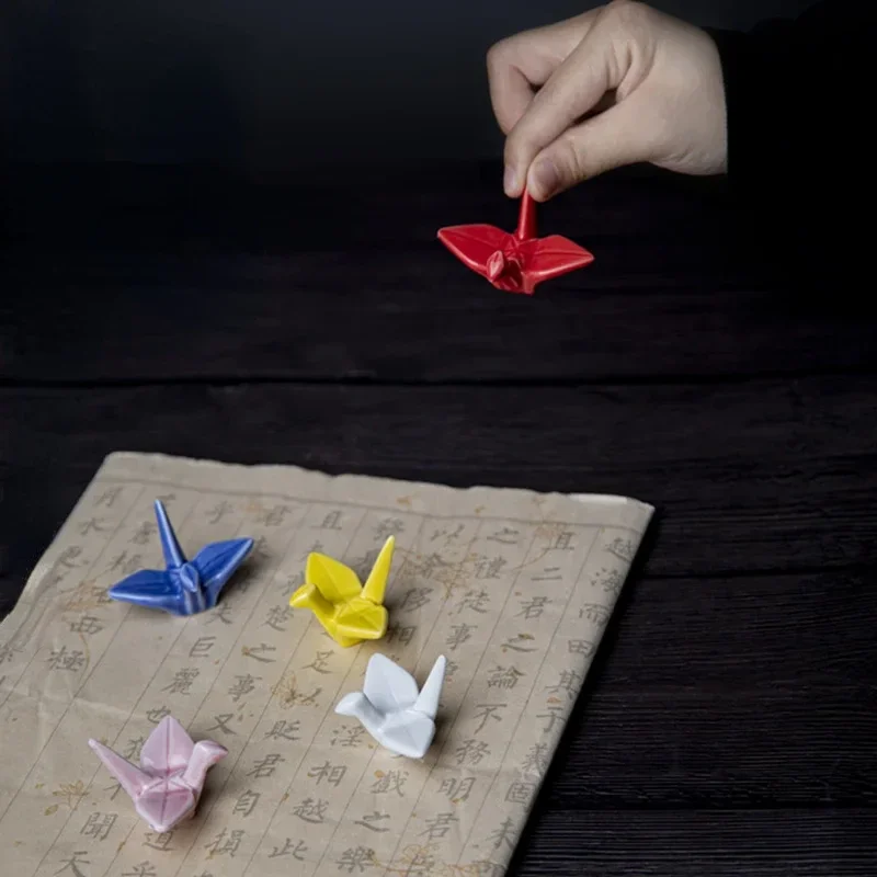 Ceramic Pen Rest Writing Brush Holder Chinese Calligraphy Paper Cranes Pen Holder Watercolor Ink Painting Office Supplies