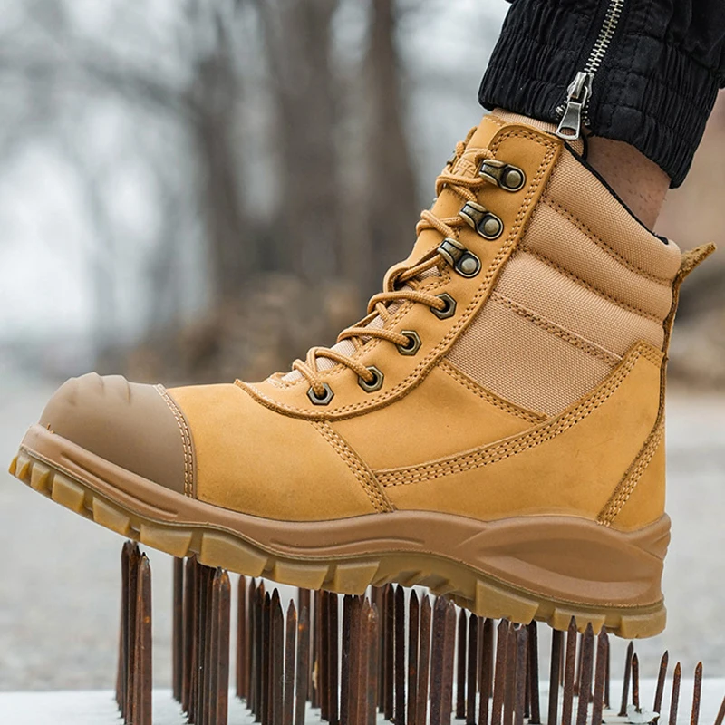 Work Safety Boots Steel Toe Shoes Genuine Leather Work Boots Anti-smash Anti Puncture Anti Scalding Welder Shoes safety shoes