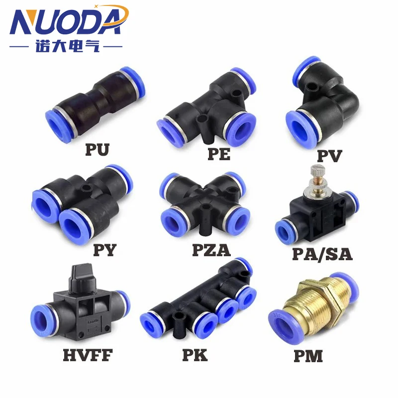 Accesorios Neumáticos PY/PE/PV/PU/SA/PM, tuberías de agua y conectores de tubo de empuje directo, acoplamientos rápidos de manguera de plástico de 4 a 16mm/ PK