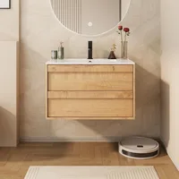 30" Floating Bathroom Vanity with Ceramic Integrated Sink Combo, Wall Mounted Storage Cabinet with 2 Drawers Bathroom Vanities 1
