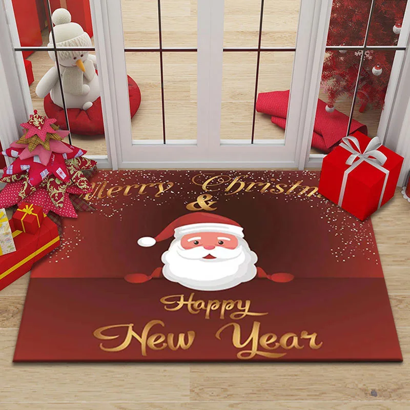 Merry Christmas Santa Claus Home Entrance Decoration Carpet Door Mat Non-Slip Hallway Bedroom Bathroom Mat Living Room Rugs floor mat
