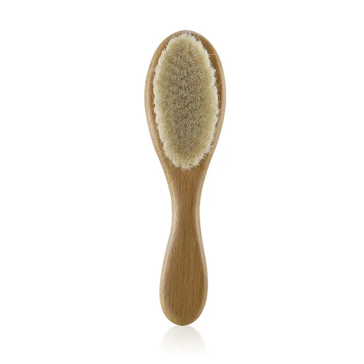 Newborn Baby Wooden Brush Baby Natural Wool Comb Newborn Hair Brush Infant Head Massager Portable Bath Brush Comb for Kids 5