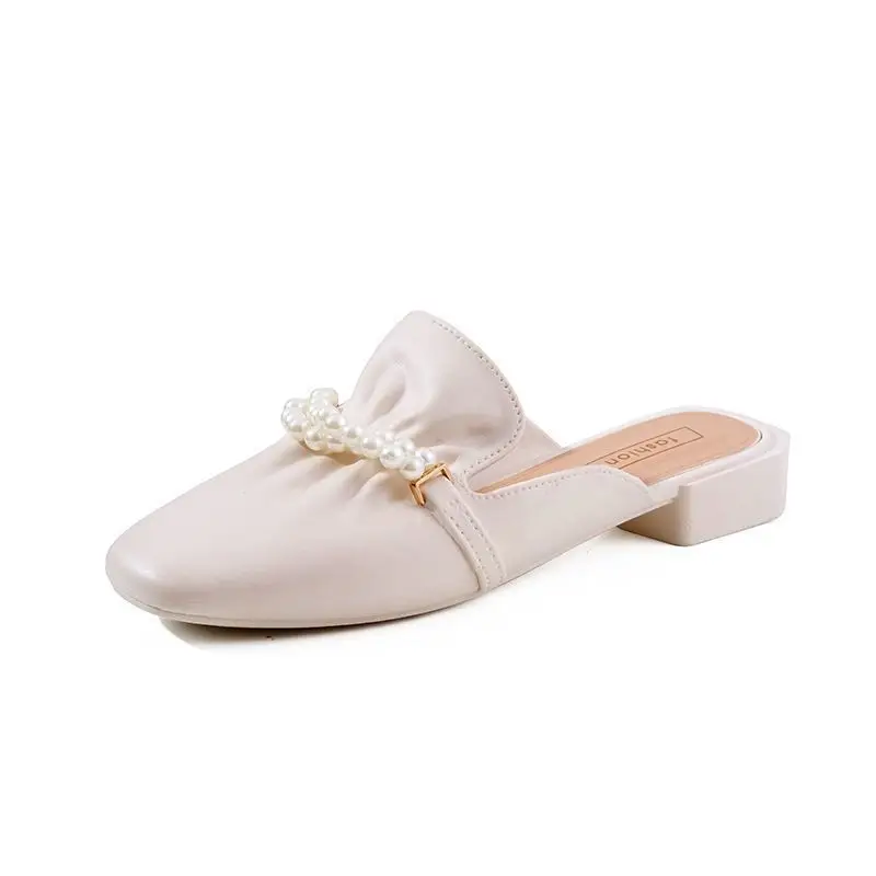 

Мюли женские на низком каблуке, удобные туфли на танкетке, с бусинами, для путешествий и отдыха, желейные садовые тапки, лето 2022