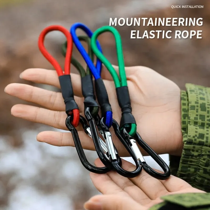 Tent Elastic Rope Cord Hook Fixation Elastic Stretch Rope Outdoor Tool Canopy Tarp Fixing Cords String with Carabiner 1 Piece