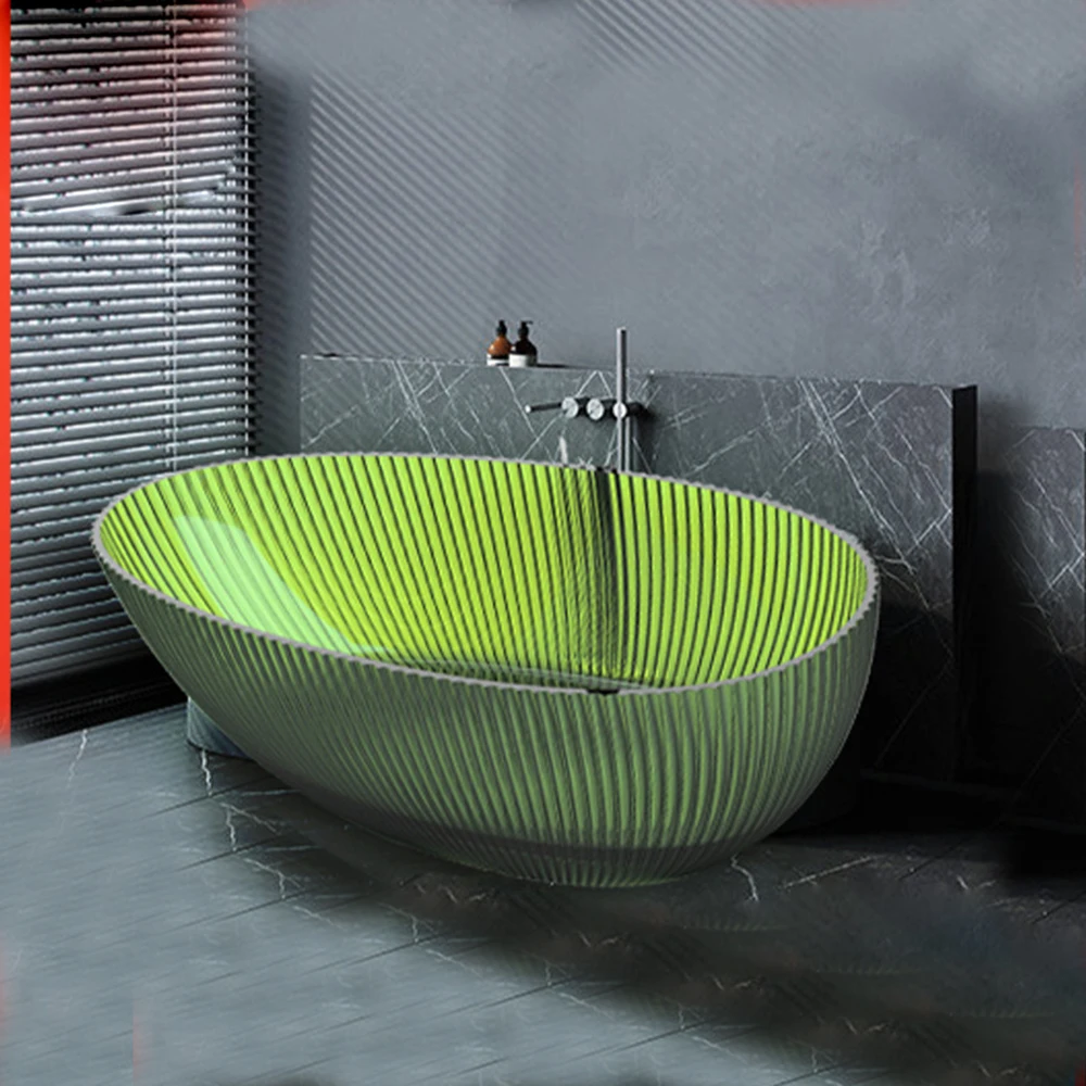1700x850x580mm Oval Resin Colourful Transparent Tub Freestanding Floor Mounted Bathtub  BV1071 2