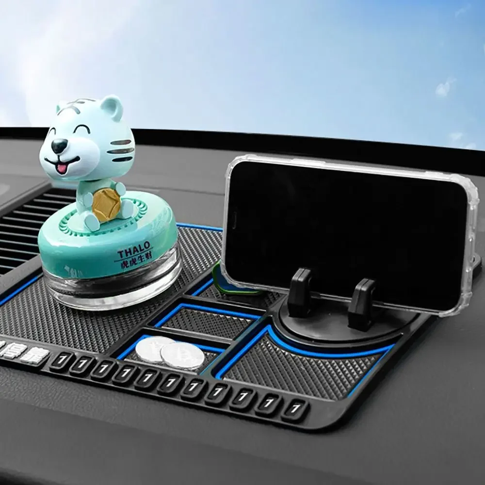 4 In 1 Multifunctional Anti-slip Mat Rotatable Phone Stand Temporary Parking Number Plate Special Design Car Dashboard Mat
