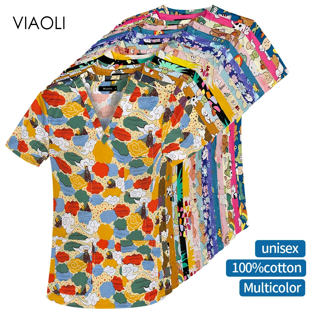 

Скрабы, топ, женские топы для работы в клинике для домашних животных, ветеринарная рабочая одежда, скраб для проверки зубов и бьюти-терапии, униформа для хирургии, женские скрабы, Новинка