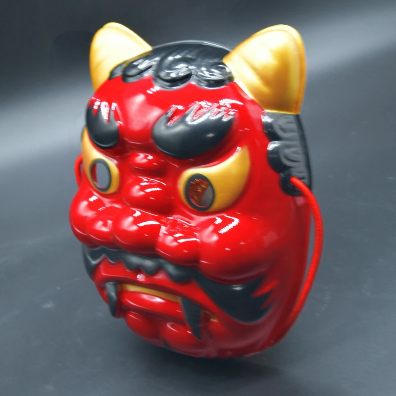 

Anime Demon Slayer Figure Golden Horn Red Ghost Mask Kimetsu No Yaiba Cosplay Mask Costume Stage Props Halloween Dress Up Party