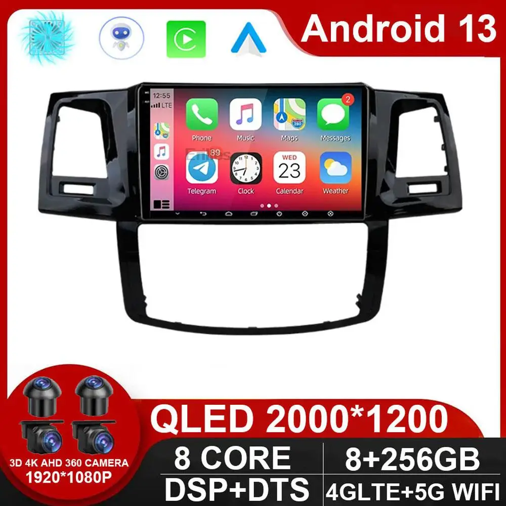 

Android 13 Carplay Car Radio for Toyota Fortuner HILUX Revo Vigo 2007 - 2015 Multimedia Video Player Stereo GPS NO 2din