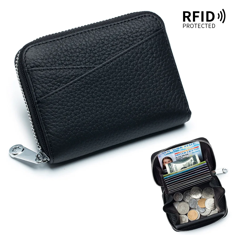 New Women Wallet Genuine Leather Card Holders Female Cowhide Wallets Fashion Small Portable Purses Cute Wallet Coin Bags Clutch 6