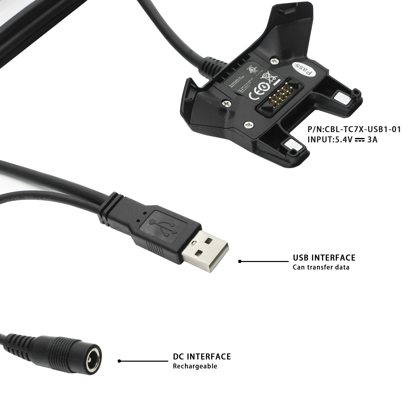 Carregador de Energia para Zebra Motorola Símbolo Tc70 Tc70x Tc72 Tc75 Tc75x Tc77 Cbl-tc7x-usb101 Cabo Carregamento com Adaptador Novo - Imagem 3