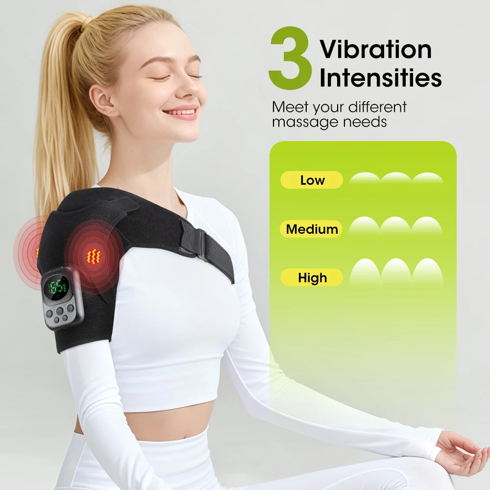 EMS Shoulder Massager Vibration Heated APP Control Thermal Electric Massage Belt Machine Shoulder Wrap Brace Warmer Hot Compress
