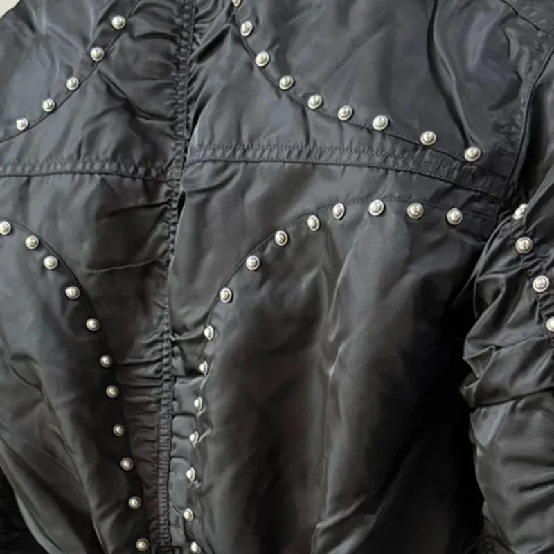 Winter New Men's Streetwear Thug Club Jacket Star Studded Metal Zipper Bomber Flight Jackets Heavy Cotton Coats 6