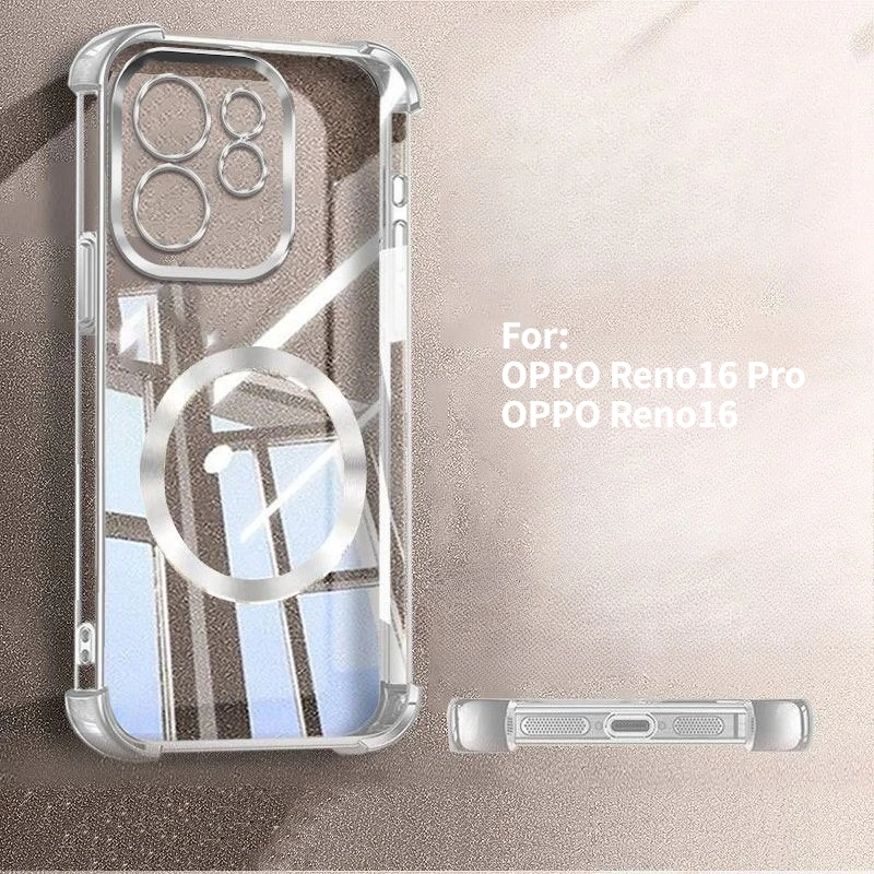 OPPO Reno Protective Magnetic Ring Case with Anti-Drop TPU and Lens Film - CD Pattern Design