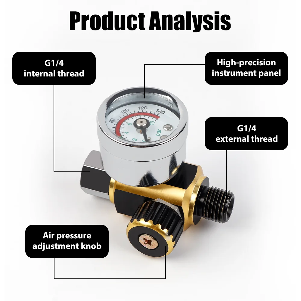 Mini Pressure Regulator For Spray Guns G1/4 Thread Air Regulator Pressure Gauge Easy to Install for Air Tools