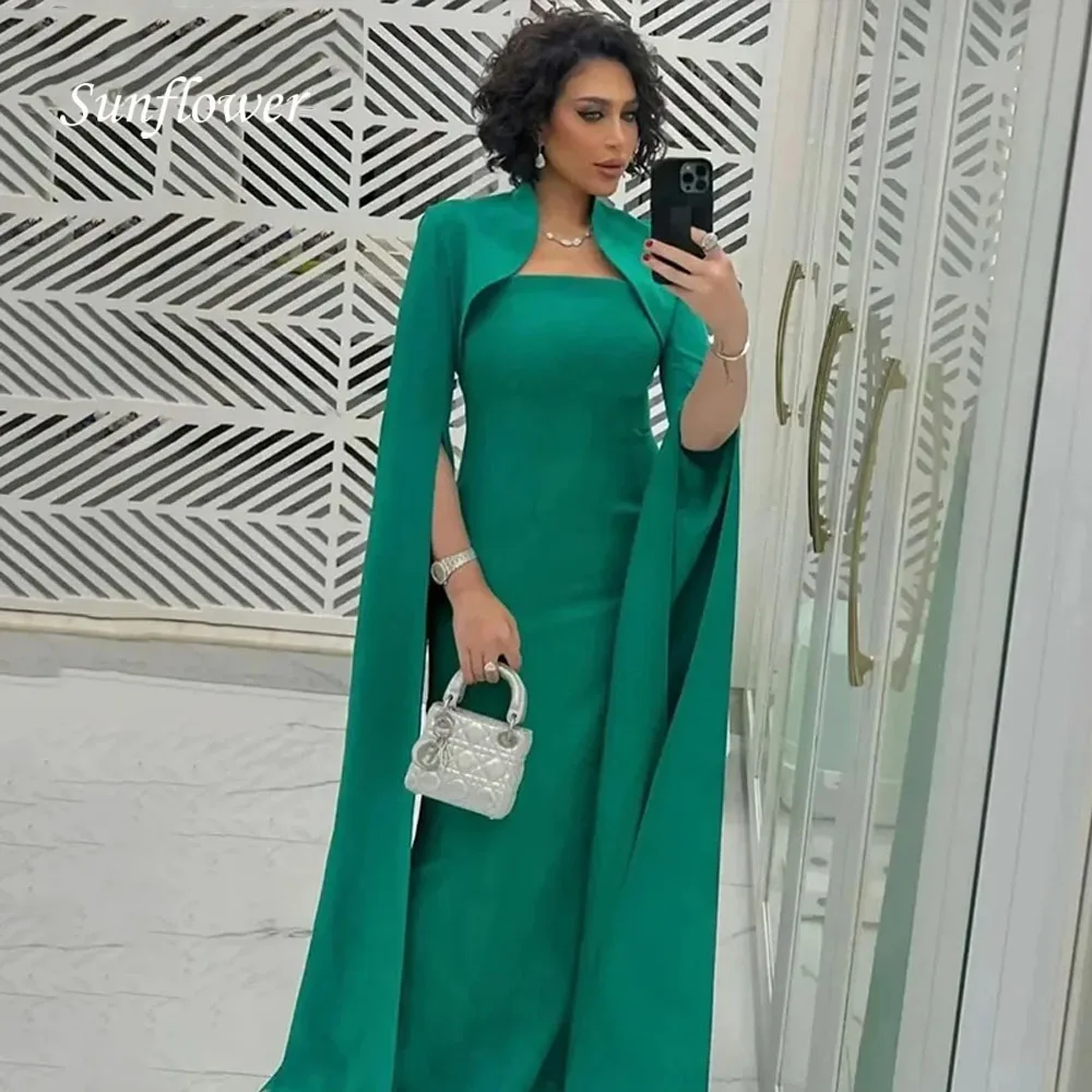 

Sunflower Green Mermaid Evening Gowns Elegant Women's Long Sleeve Strapless Party Prom Dress Floor Length Formal Occasion Gown