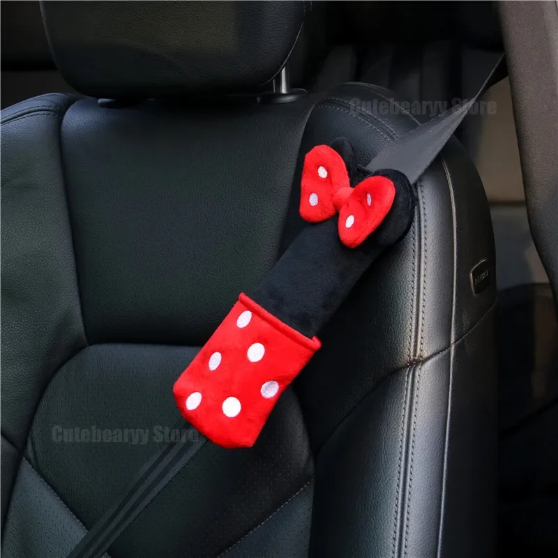 Seat Belt Pads Disney Mickey Seat Belt Shoulder Pads Cute Cartoon Soft Comfortable Universal Auto Seat Belt Protection Accessories Decoration