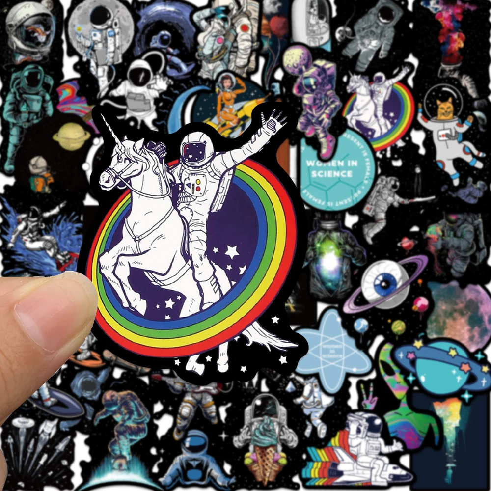 50 Stuks Ruimte Astronaut Graffiti Stickers Cartoon Diy Skateboard Koelkast Motorfiets Bagage Pvc Waterdicht Sticker Speelgoed