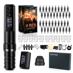 Kiss of Dragon-Hunter Complete Wireless Tattoo Machine Kit Professional Pen with Coreless Motor Rotary Gun For Tattoo Artist