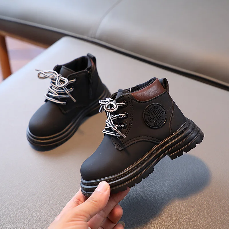 Kids Shoes Fashion Leather Comfortable Children's Short Boots Autumn Winter Boys Sports Running Girls Casual Snow Martin Boots